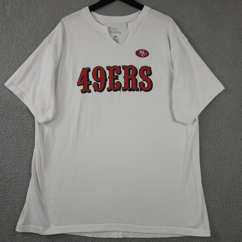 San Francisco 49ers Shirt Mens 3XL White Red Faithful Go Niners Fanatics Cut Out